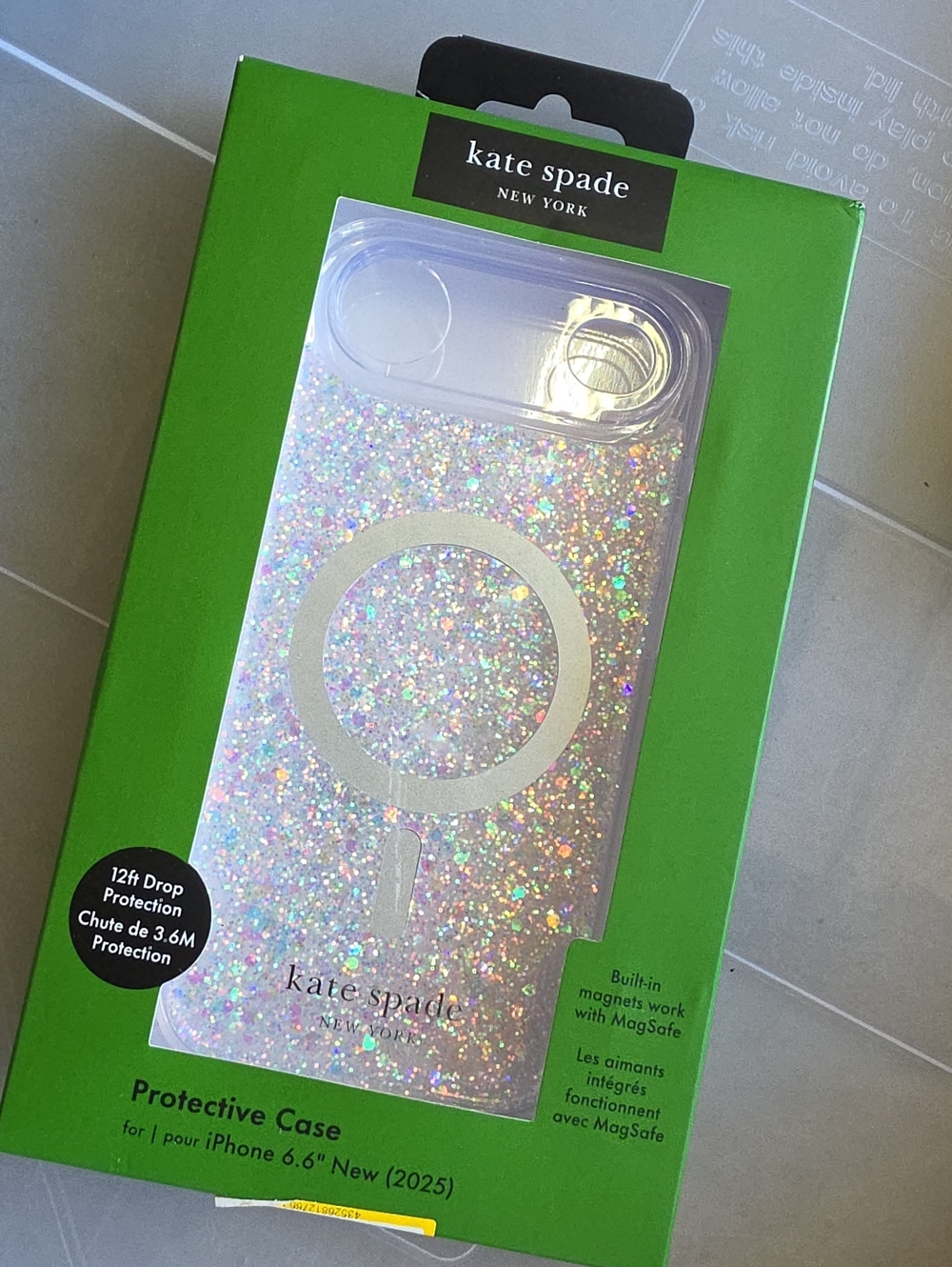 kate spade New York Iridescent Glitter MagSafe iPhone Air Case - Clear/Sparkle